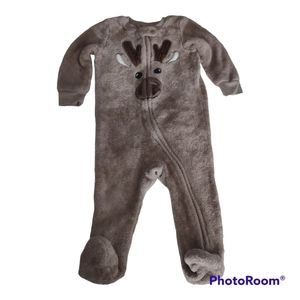 North Pole Unisex Reindeer Christmas Sleeper Pajamas sz 12 months